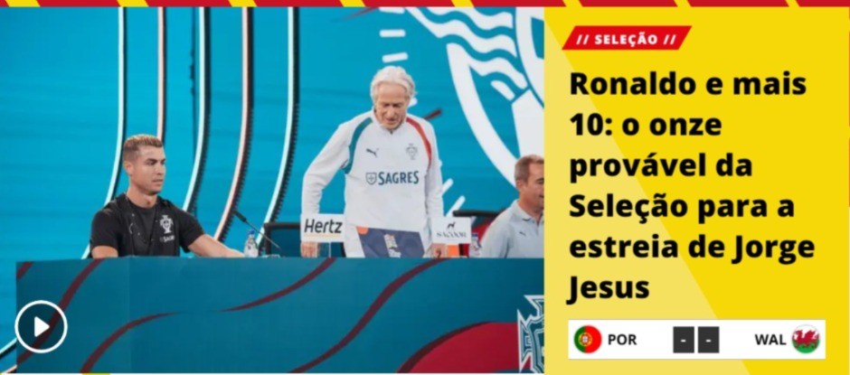 Escalação de Portugal: Cristiano Ronaldo deve ser titular na estreia de Jorge Jesus