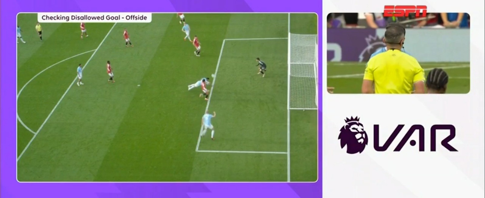 Responsável pelo VAR em Manchester United x City é afastado na Premier League após erro