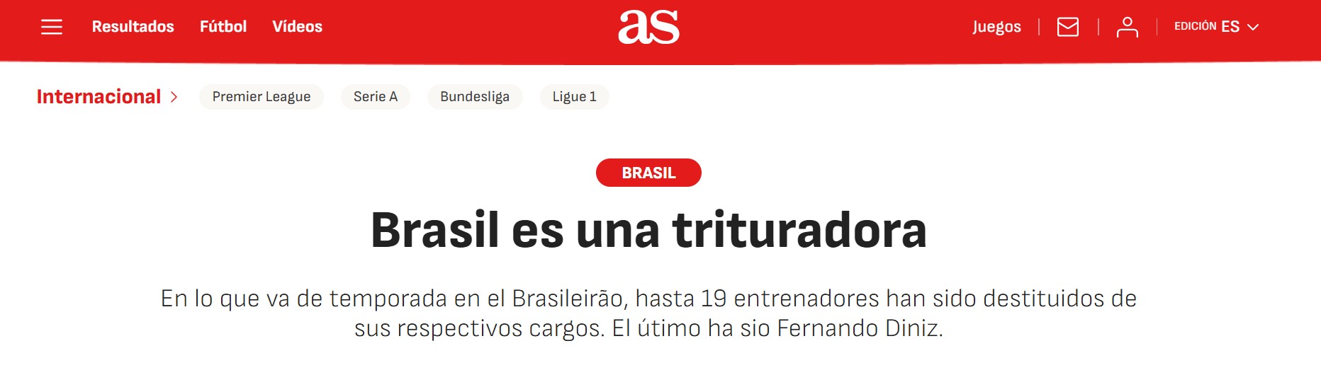 Jornal espanhol repercute demissão de Diniz: "O Brasil é um triturador"